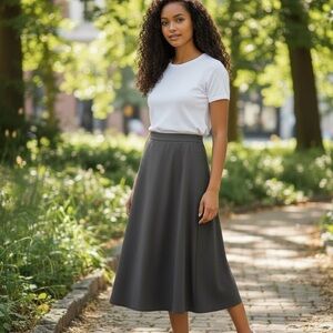 ANN TAYLOR FACTORY SATIN MIDI SKIRT DARK GRAY SIZE 10